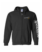 NFLD Guy Yellow Compass Left Chest And Sleeve Zip Hoodie - Unisex