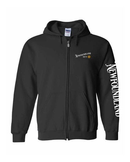 Newfoundland Guy Yellow Compass Left Chest And Sleeve Zip Hoodie