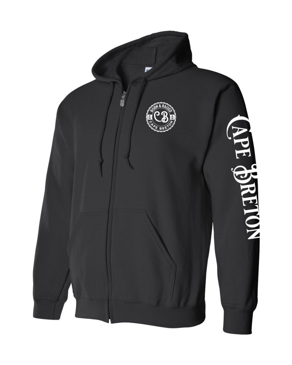 Born and Raised CB Left Chest and Sleeve Zip Hoodie - Unisex