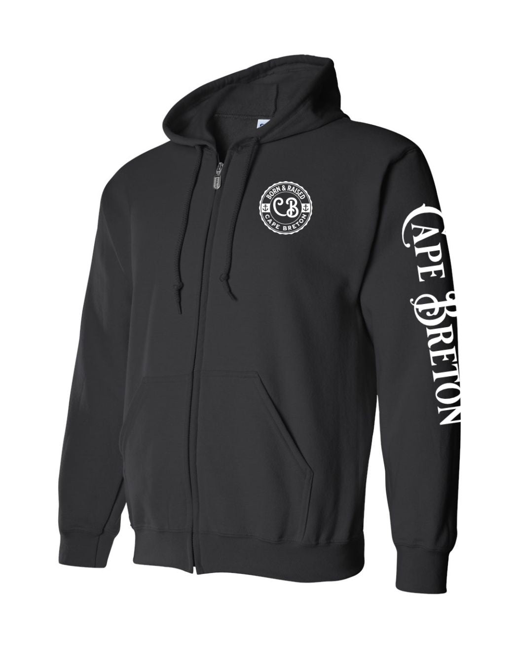Born and Raised CB Left Chest and Sleeve Zip Hoodie - Unisex