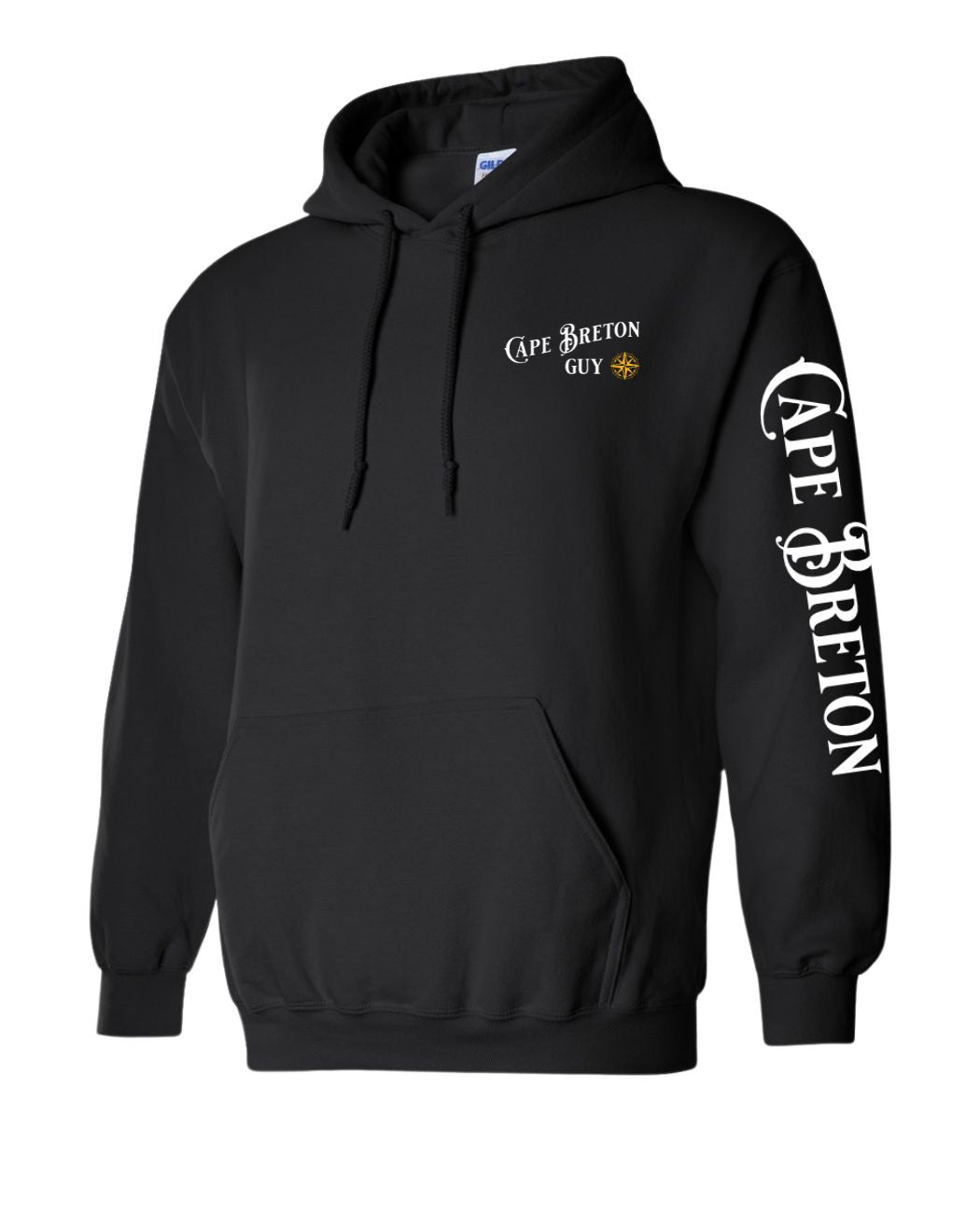 Cape Breton Guy Yellow Compass Left chest and Sleeve Pullover Hoodie