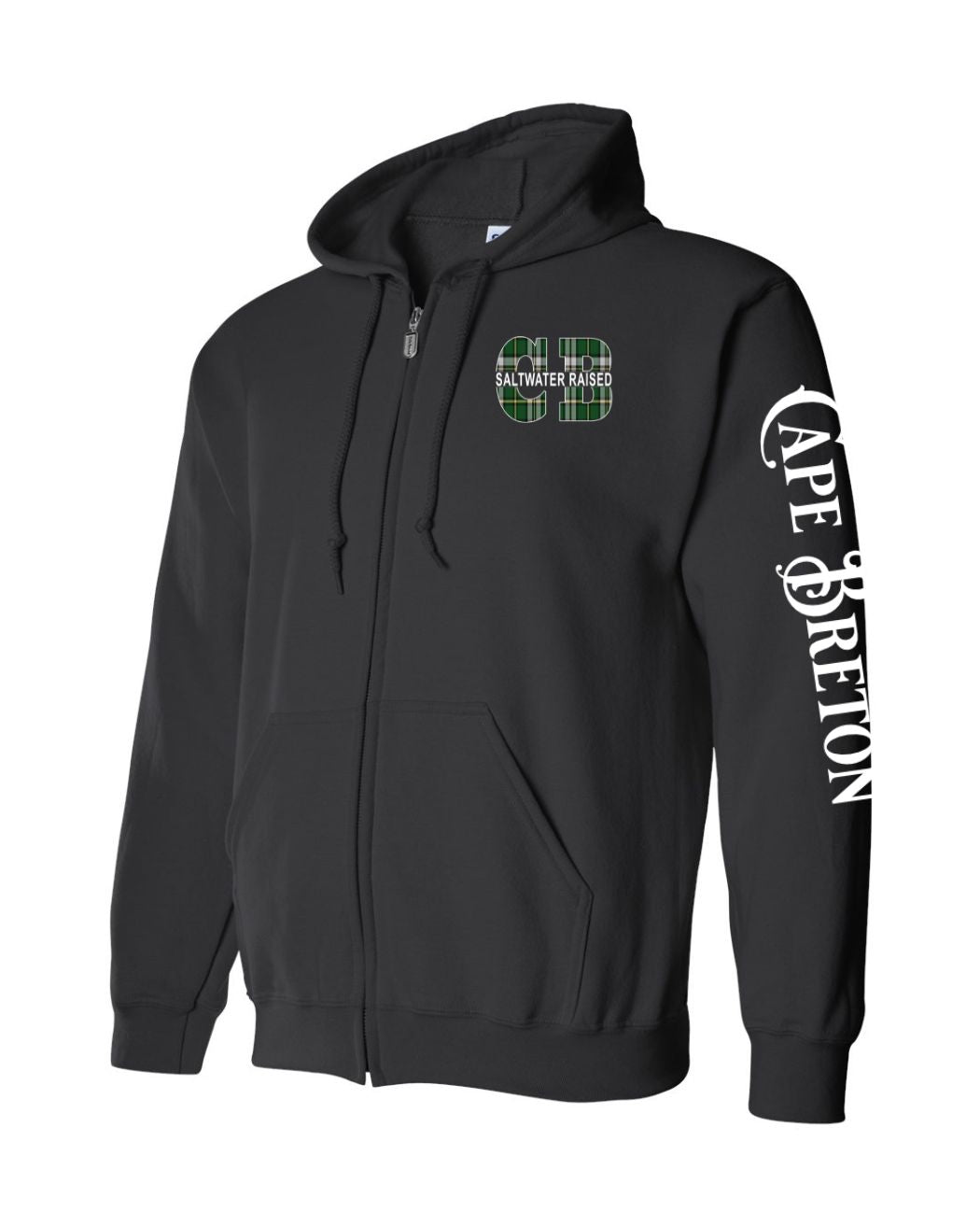 Cape Breton Saltwater Raised Left Chest and Sleeve Zip Hoodie