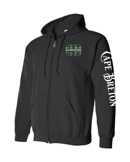 Cape Breton Saltwater Raised Left Chest and Sleeve Zip Hoodie