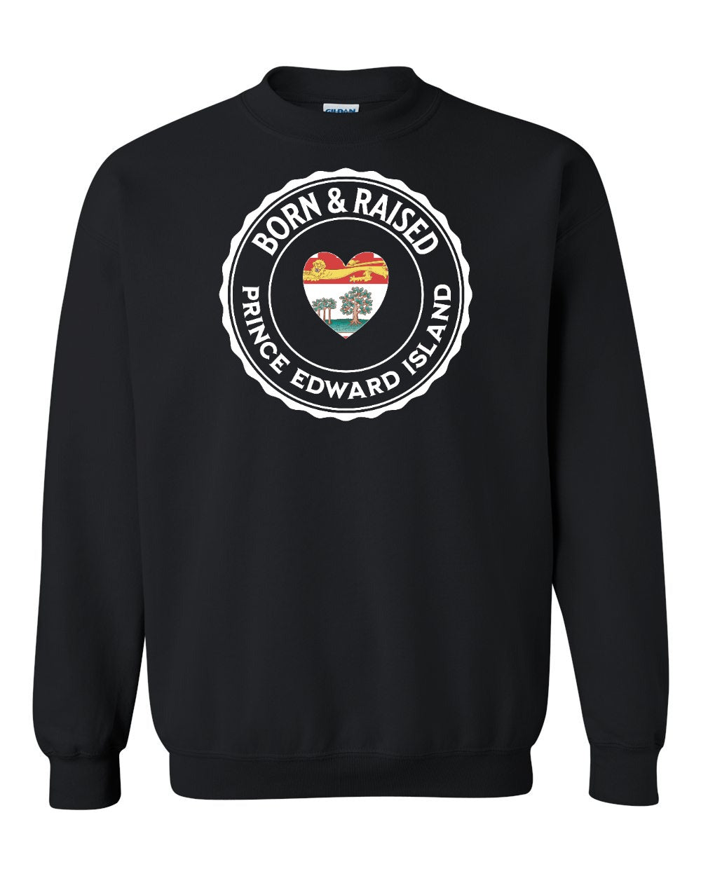 Born and Raised PEI Heart Flag Crewneck Sweatshirt - Unisex