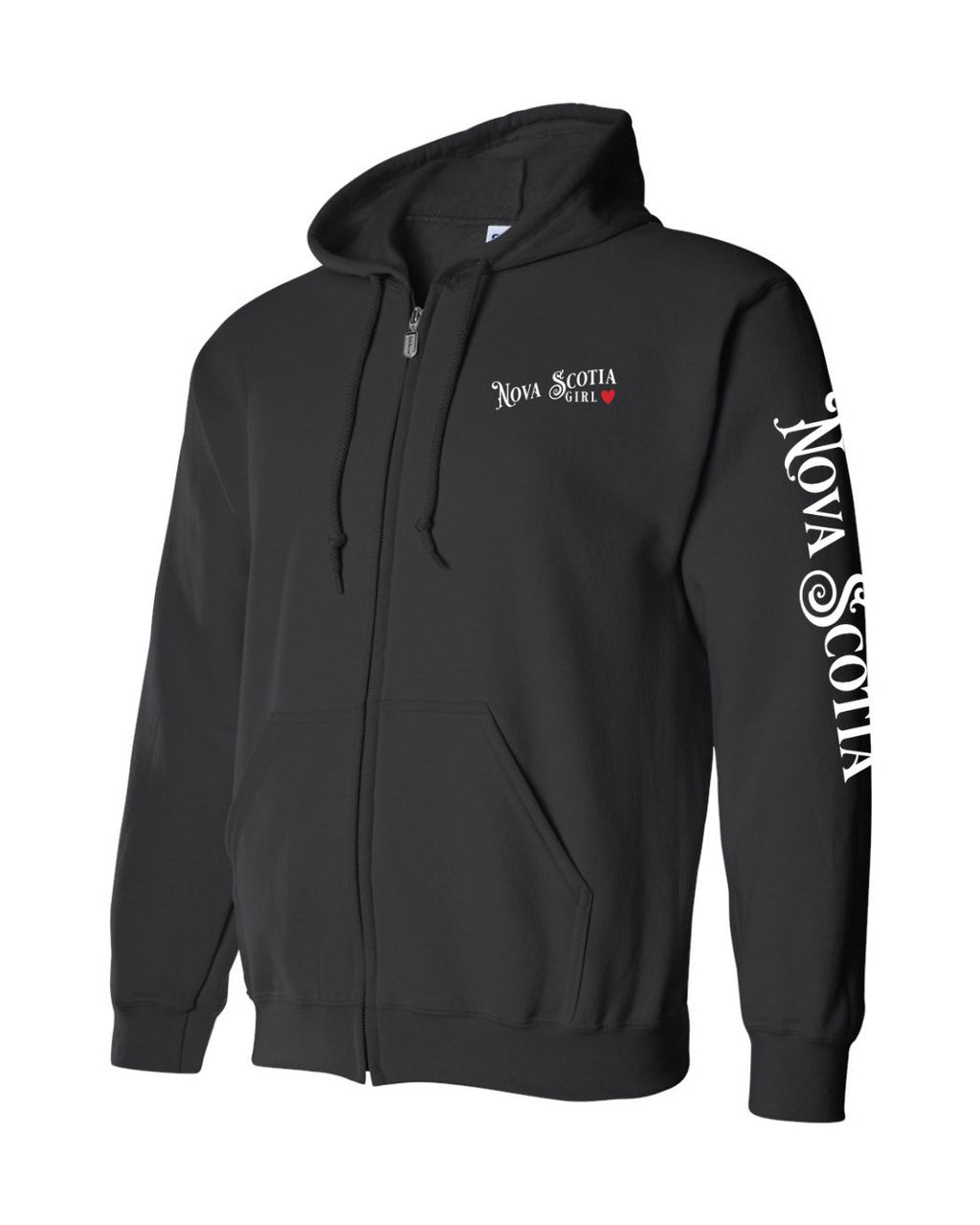 NS Girl Red Heart Left Chest and Sleeve Zip Hoodie - Unisex