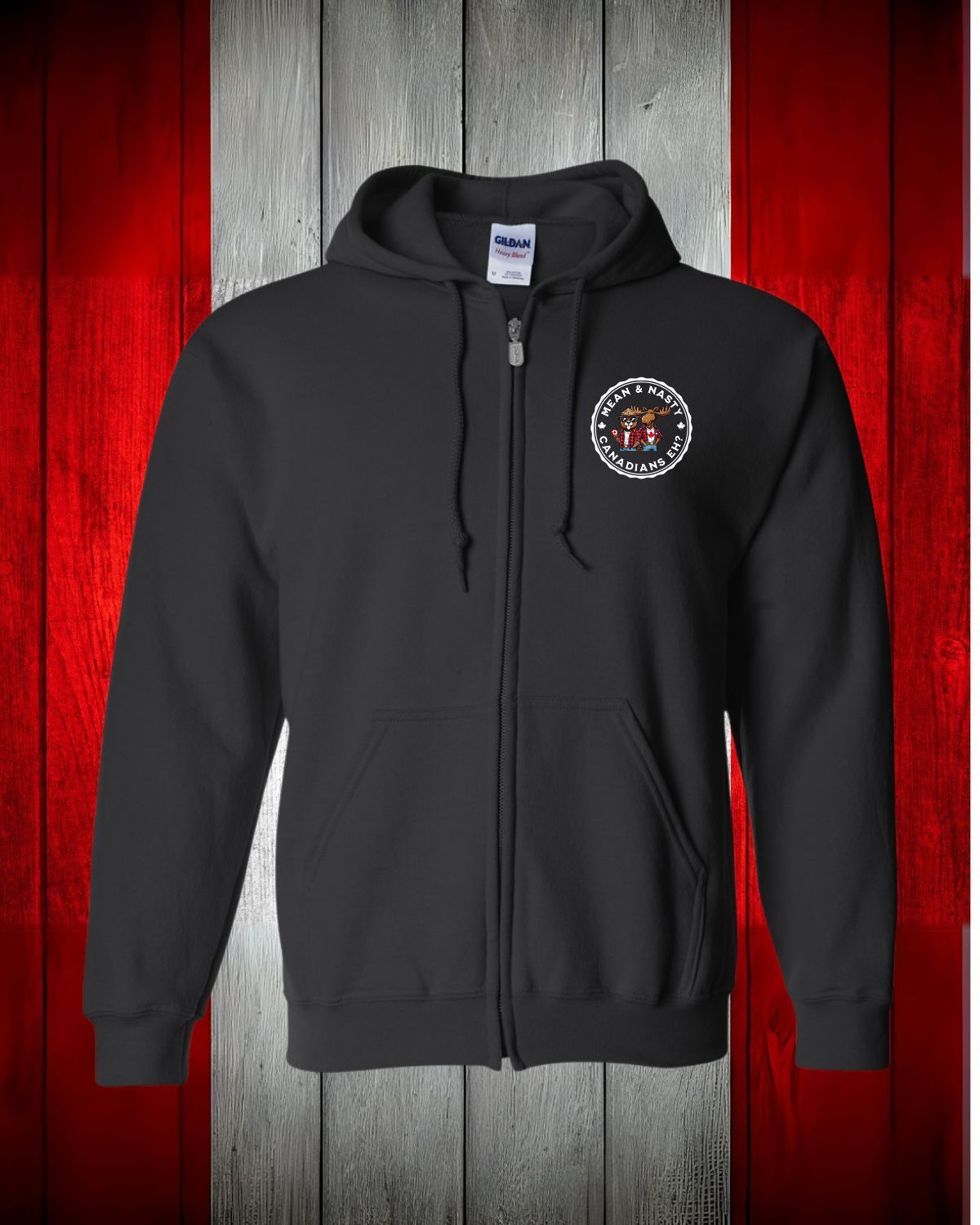 Mean and Nasty Canadians Eh! Left Chest Zip Hoodie