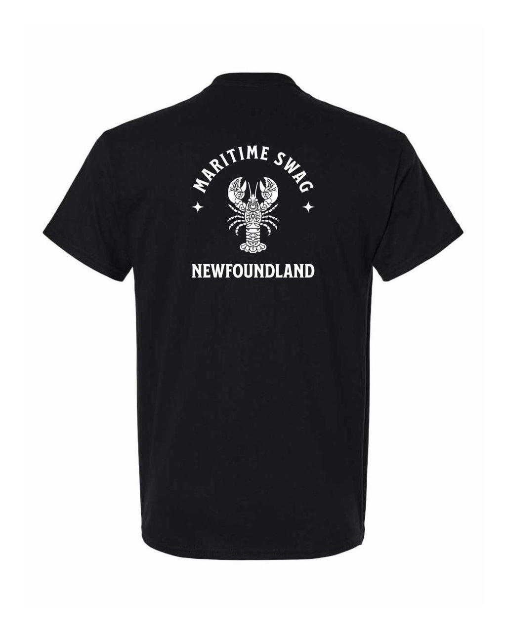 Maritime Swag NFLD Mandala white Lobster Left Chest and Back Men's Tee