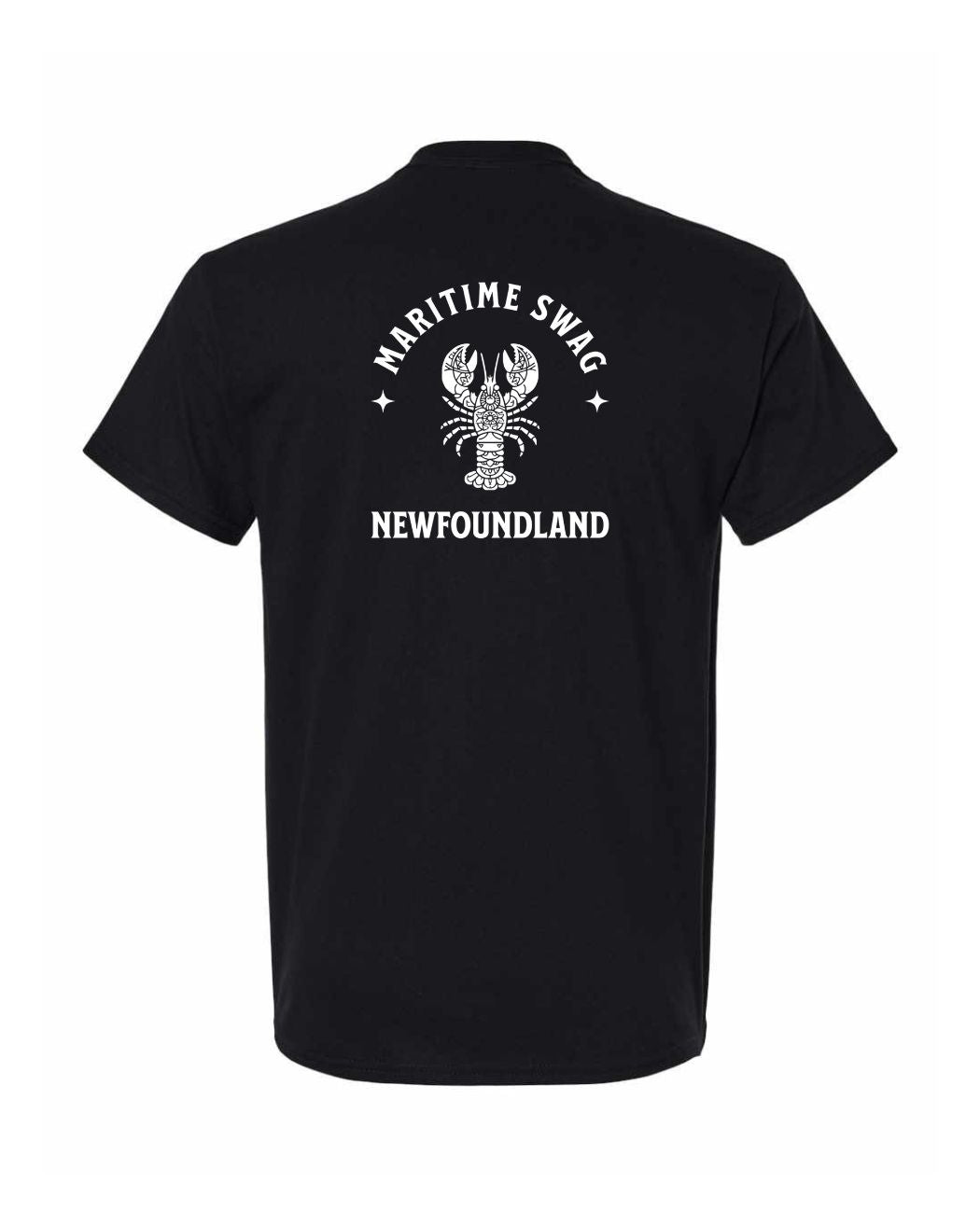 Maritime Swag NFLD Mandala white Lobster Left Chest and Back Men's Tee