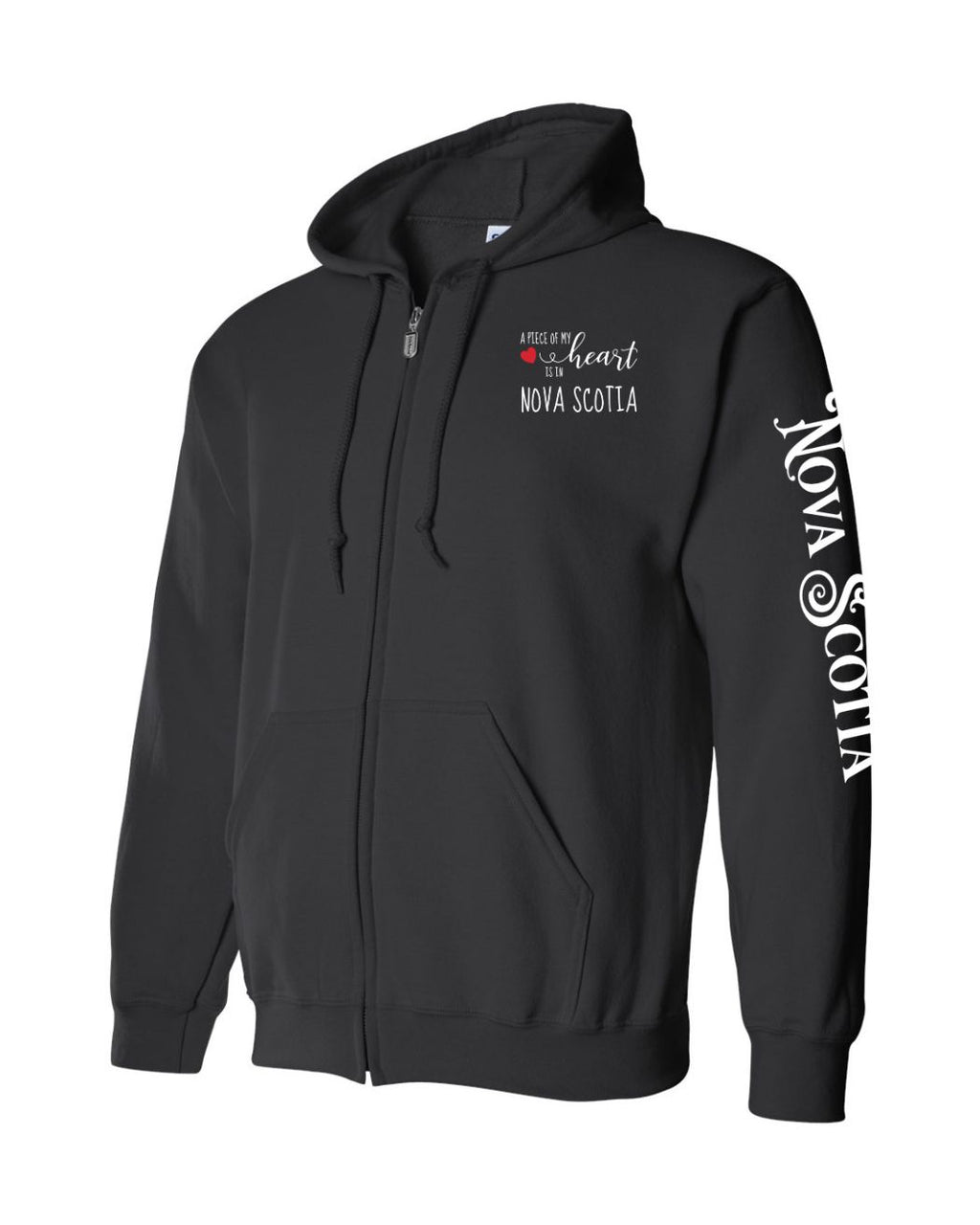 A piece of my heart Red Heart NS Left Chest and Sleeve Zip Hoodie - Unisex