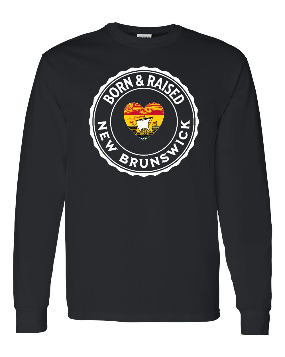 Born and Raised NB Heart Flag Long Sleeve Tee - Unisex