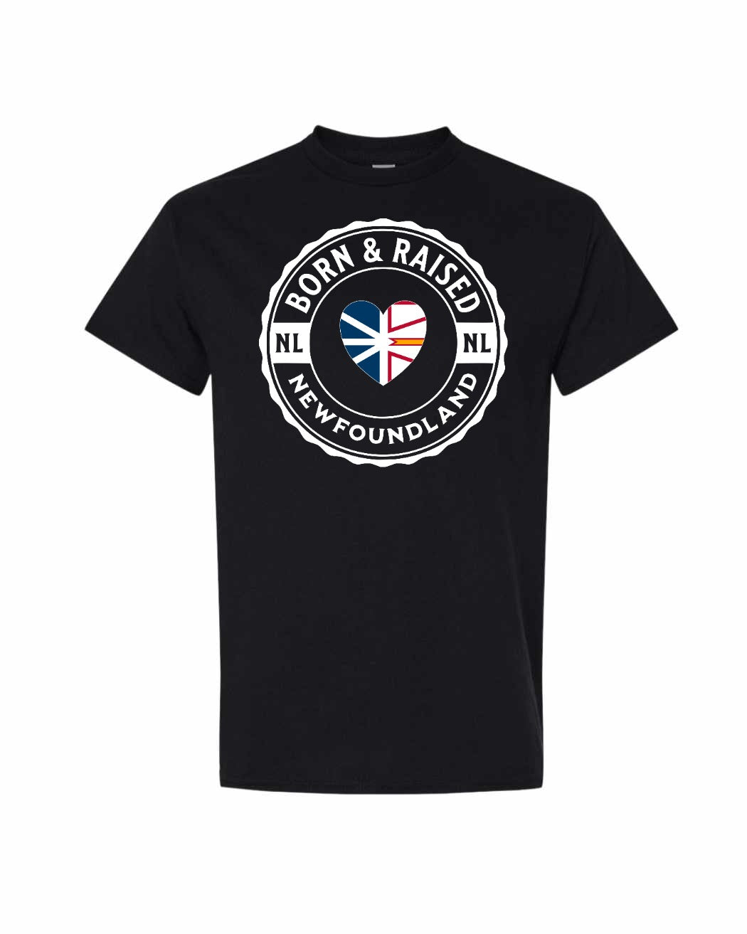 Born and Raised NFLD Heart Flag Men's Tee