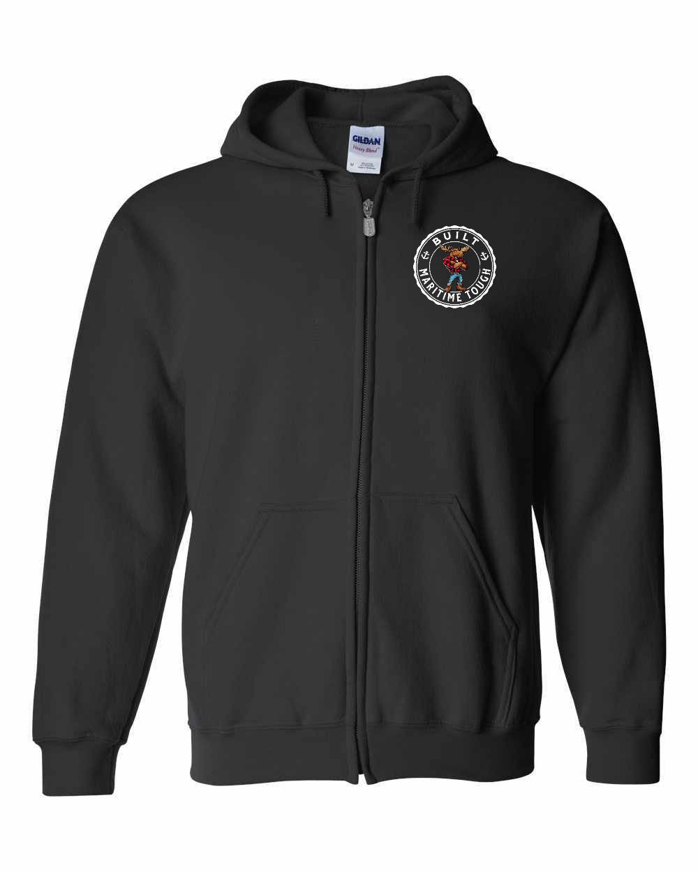 Built Maritime Tough Moose Left Chest & Back Zip Hoodie - Unisex