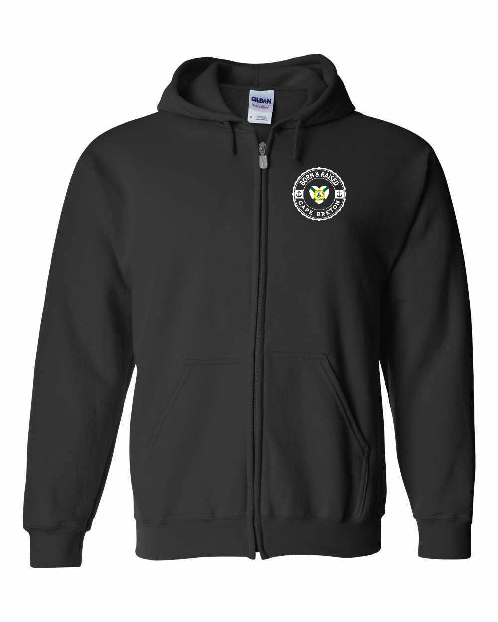 Born and Raised CB Heart Flag Left Chest & Back Zip Hoodie - Unisex