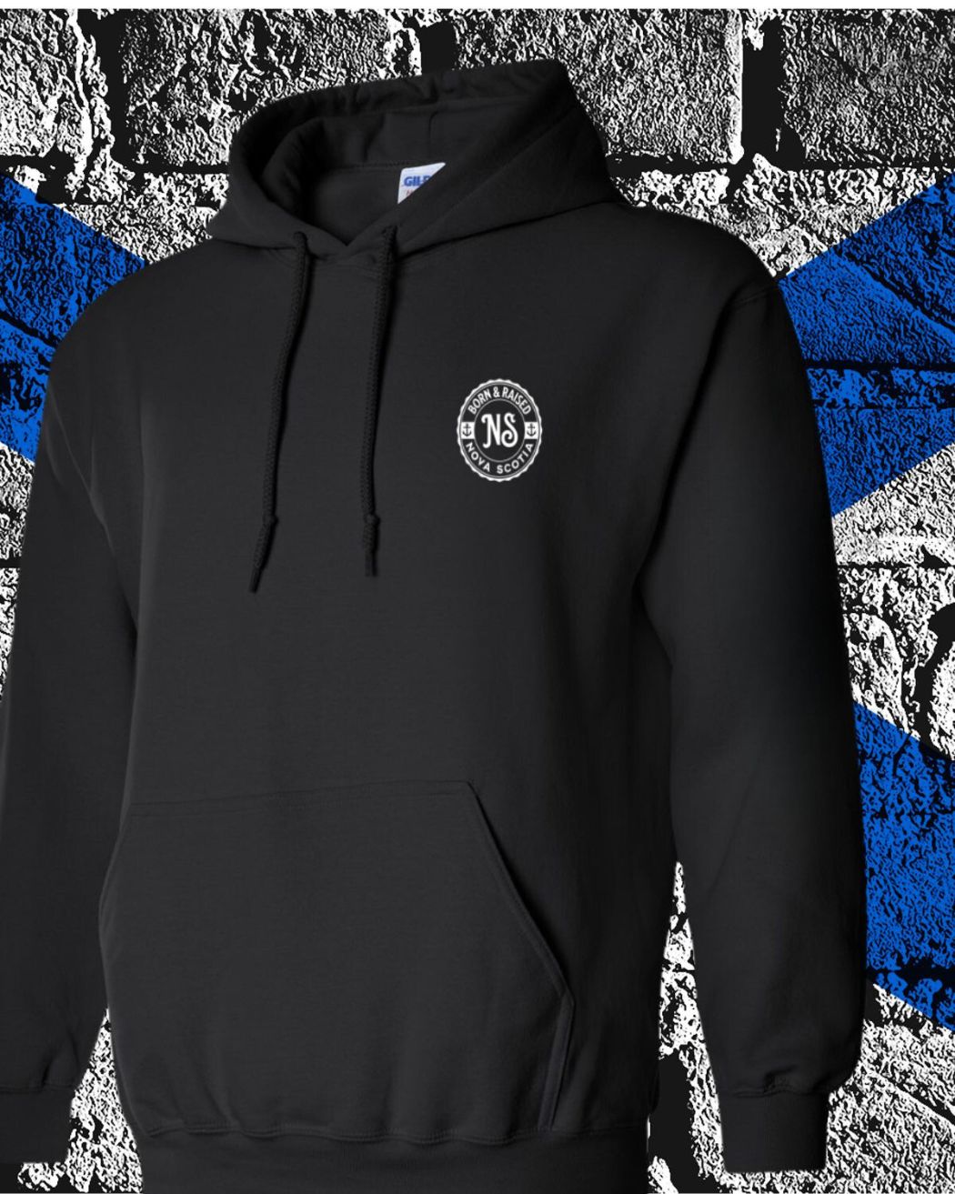 Born & Raised in Nova Scotia left chest Hoodie