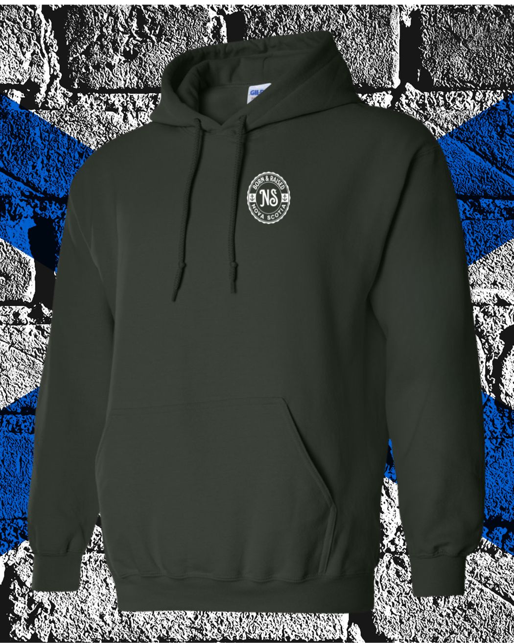 Born & Raised in Nova Scotia left chest Hoodie