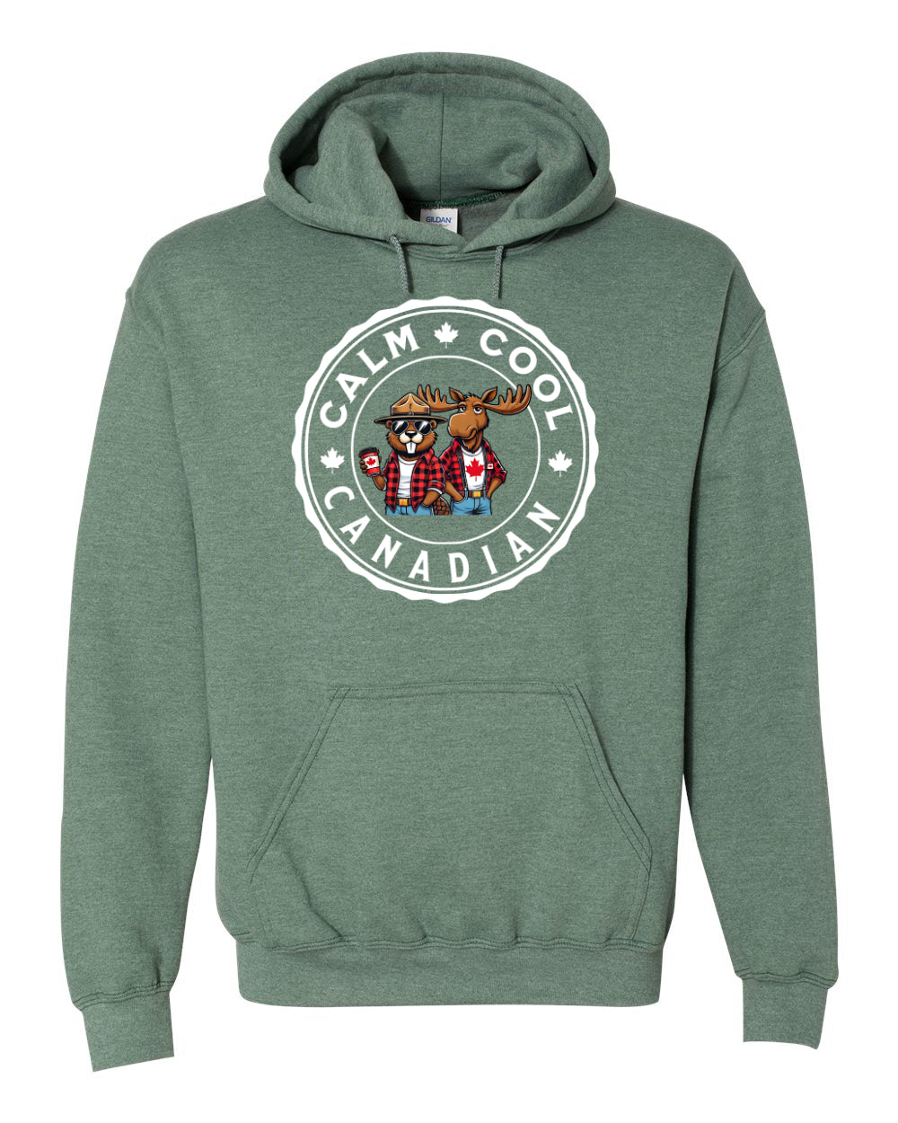 Calm Cool Moose and Beaver Pullover Hoodie - Gildan Canada (sewn Internationally) - Unisex