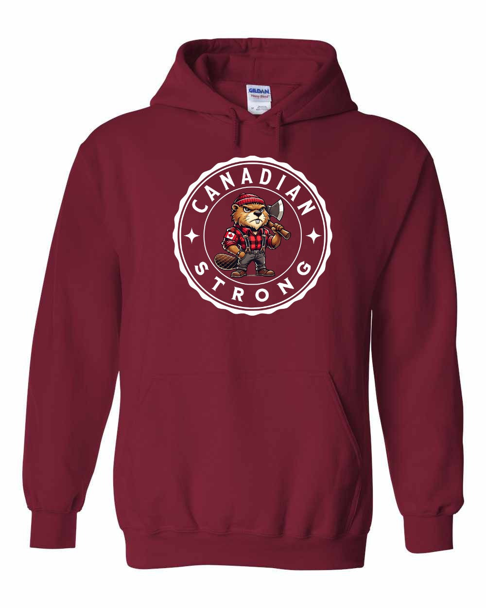 Canadian Strong Beaver Left Chest and Back Pullover Hoodie - Gildan Canada (sewn Internationally) - Unisex