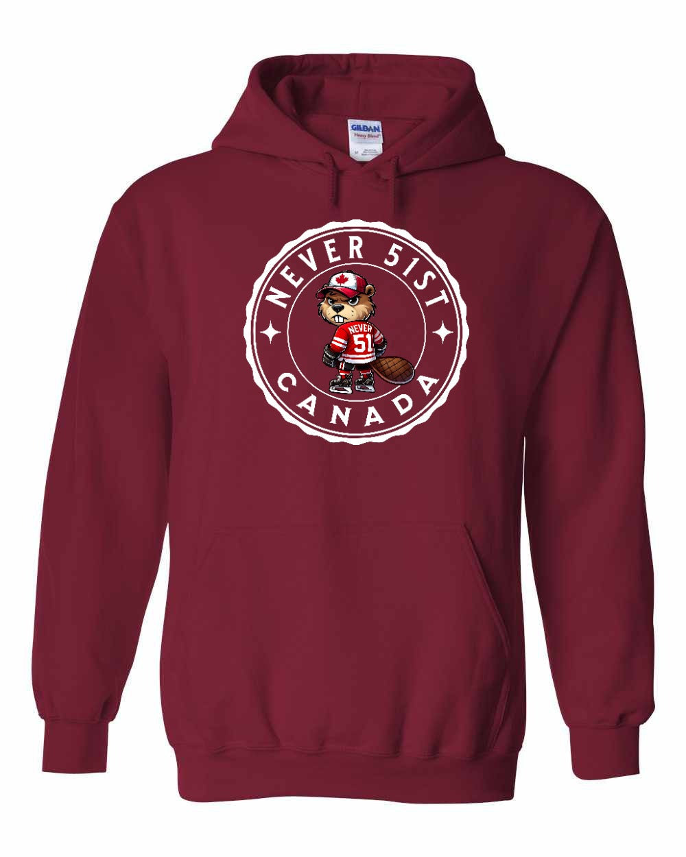 Never 51st Beaver Pullover Hoodie - Gildan Canada (sewn Internationally) - Unisex