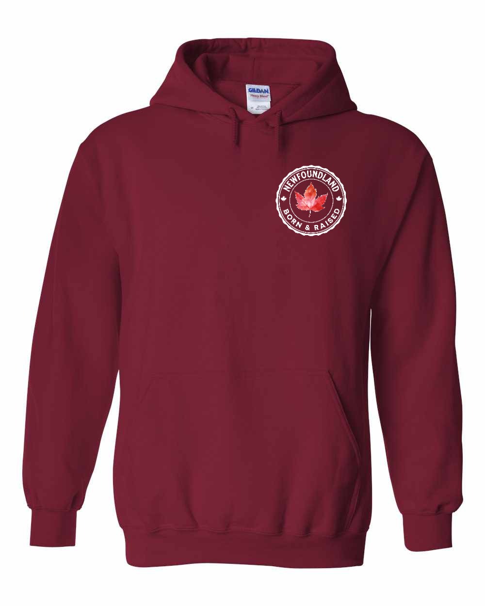 Born and Raised NFLD Left Chest Pullover Hoodie - Gildan Canada (sewn Internationally) - Unisex