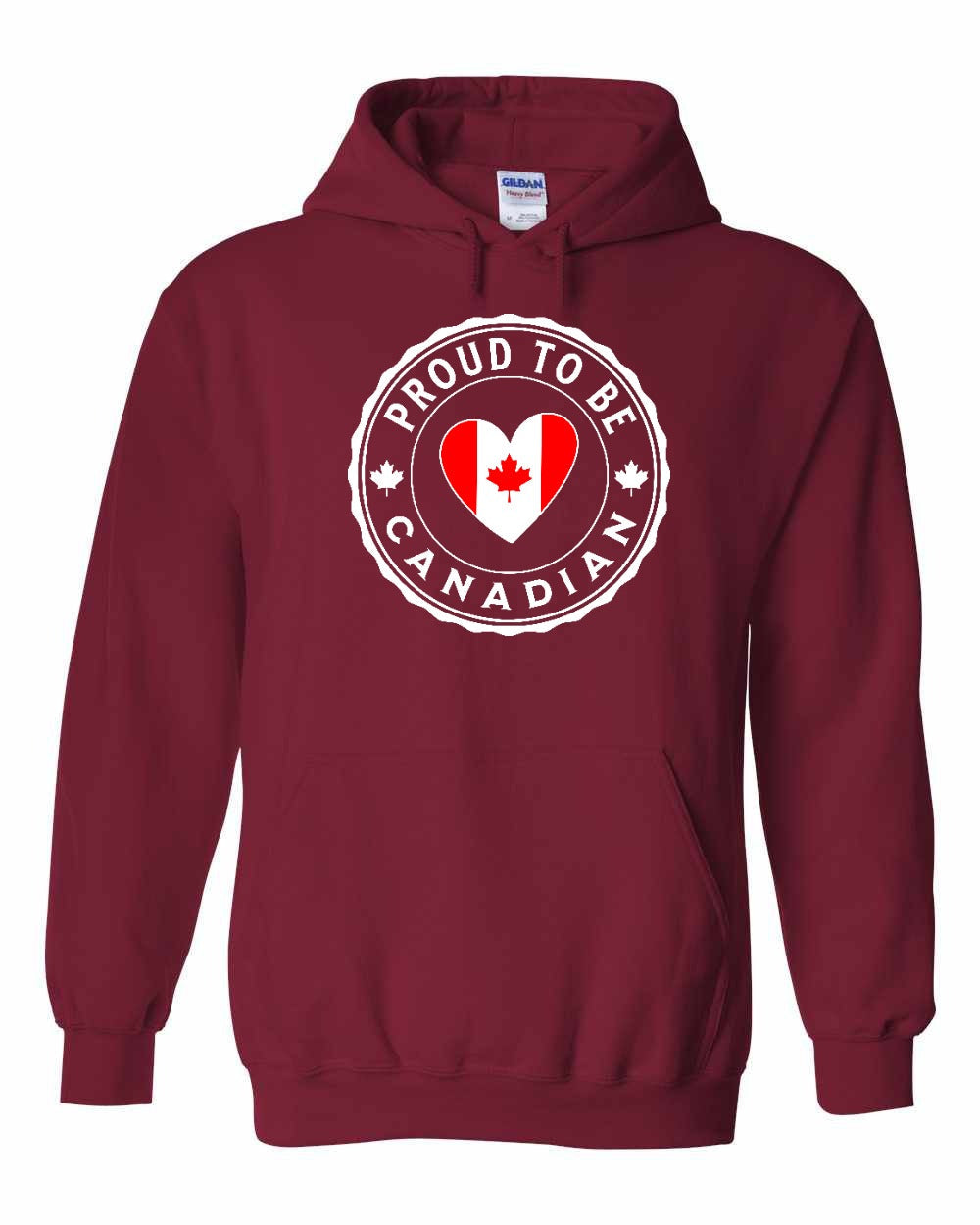 Proud to be Canadian Heart Flag Pullover Hoodie - Gildan Canada (sewn Internationally) - Unisex