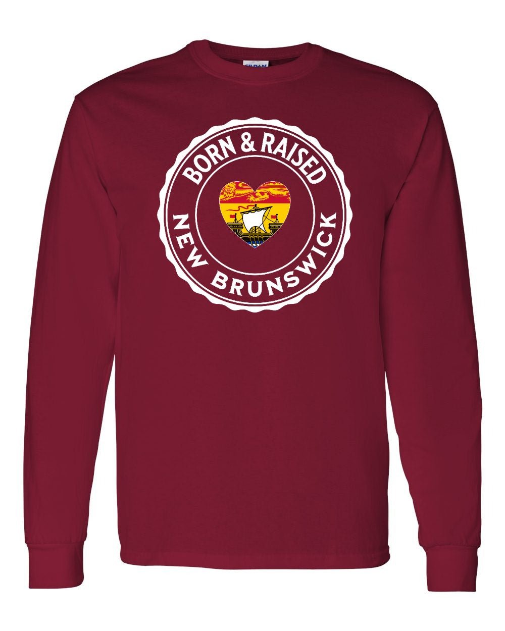 Born and Raised NB Heart Flag Long Sleeve Tee - Unisex