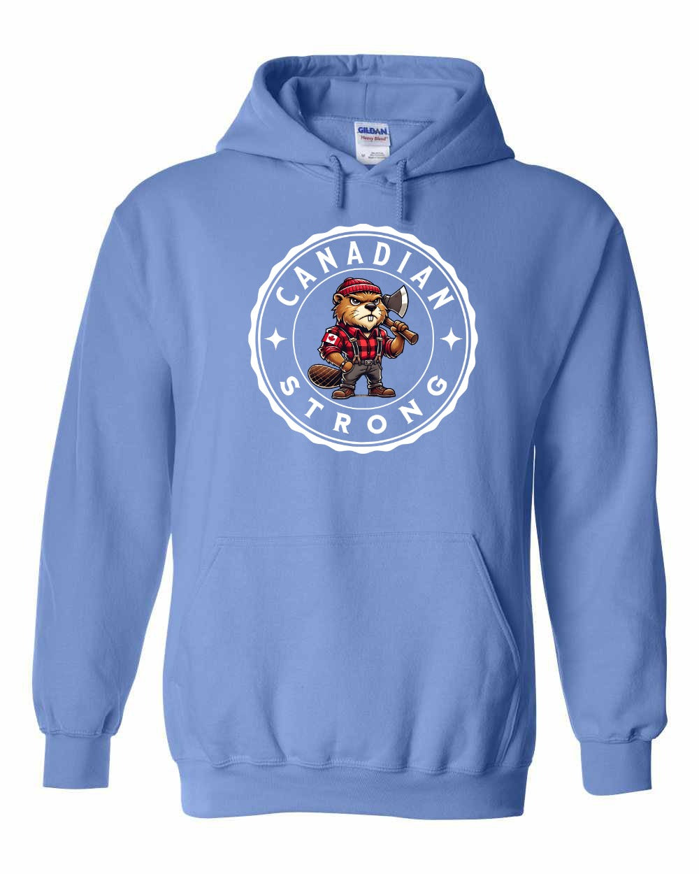 Canadian Strong Beaver Left Chest and Back Pullover Hoodie - Gildan Canada (sewn Internationally) - Unisex