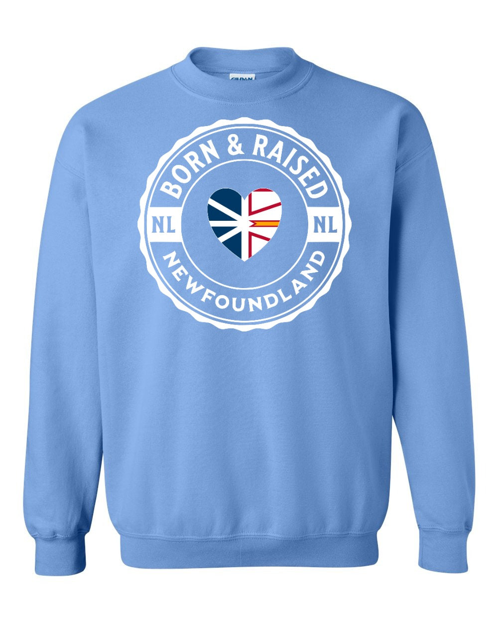 Born and Raised NFLD Heart Flag Crewneck Sweatshirt - Unisex
