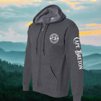 Born & Raised in CB left chest and sleeve Zip Hoodie - Unisex