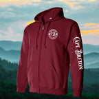 Born & Raised in CB left chest and sleeve Zip Hoodie - Unisex