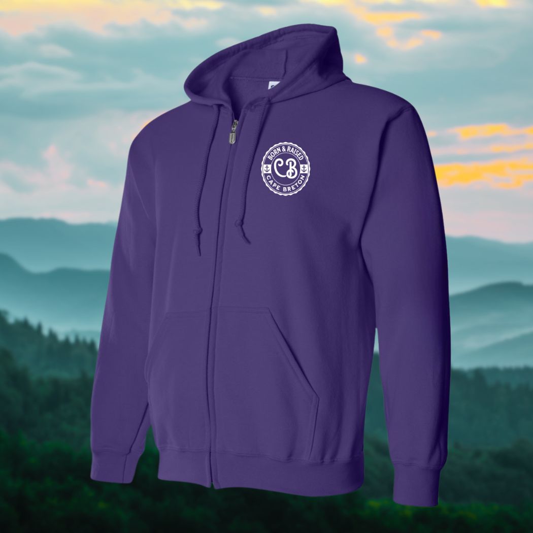 Born & Raised in CB left chest Print Zip Hoodie - Unisex