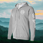 Born & Raised in CB left chest and sleeve Zip Hoodie - Unisex