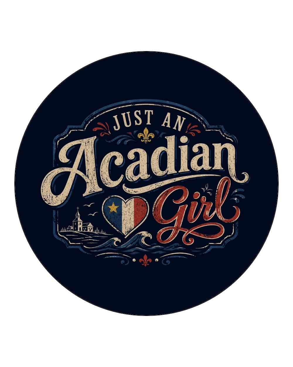 Just Acadian Girl Circle Coaster