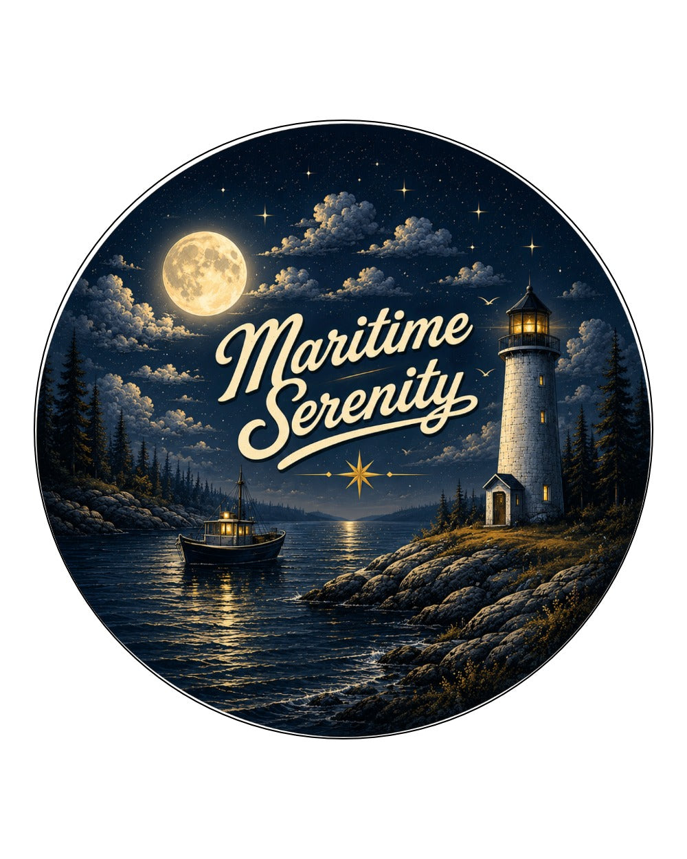 Maritime Serenity Night Circle Coaster