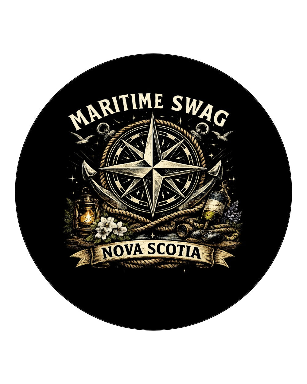 Maritime Swag Compass Circle Coaster