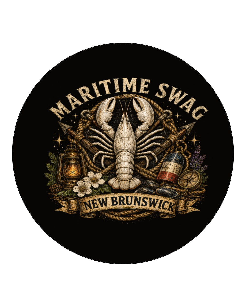 Maritime Swag Nb Lobster Square Coaster Circle Coaster