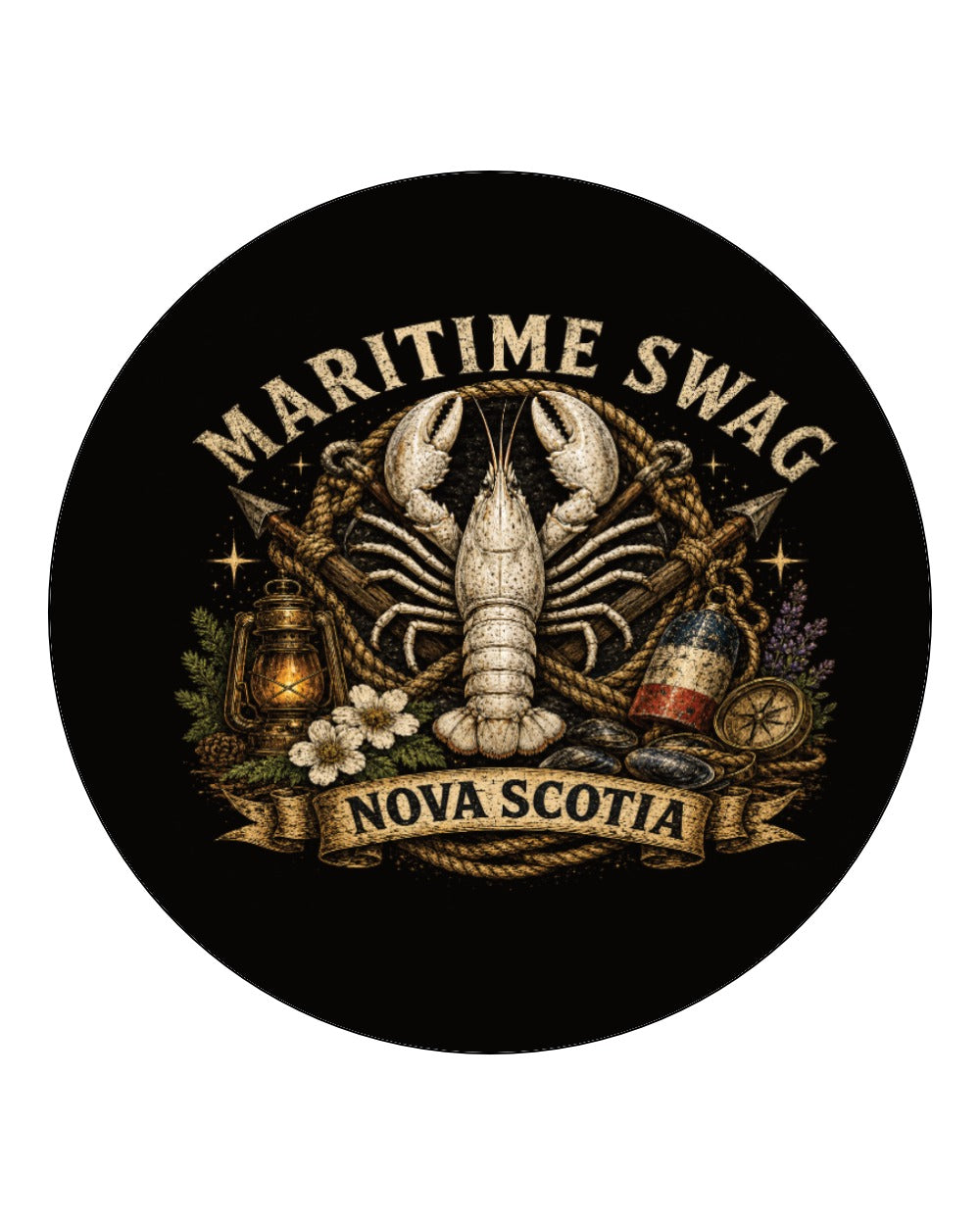 Maritime Swag Ns Lobster Square Coaster Circle Coaster