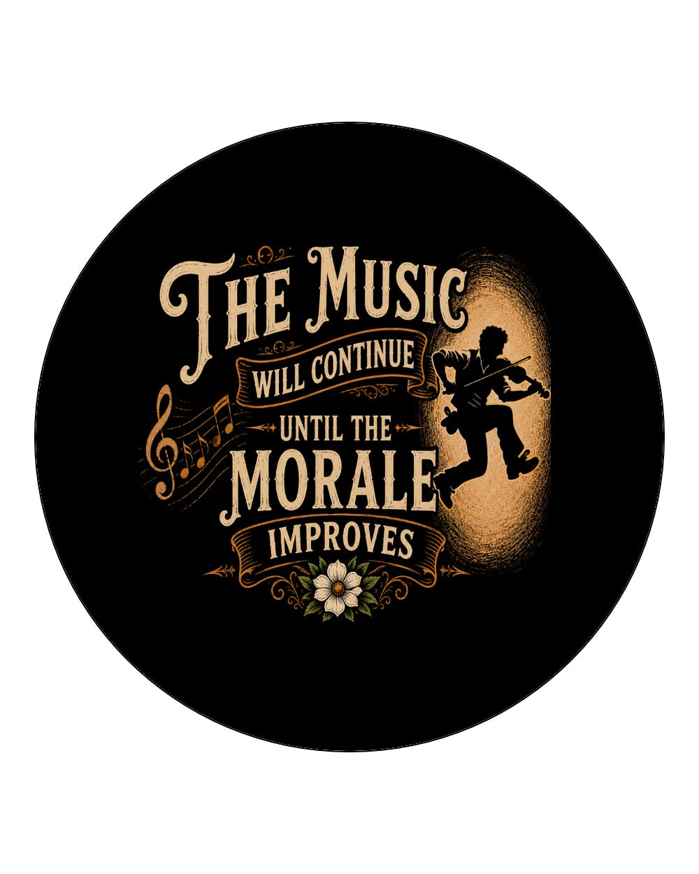 Music Will Continue Fiddle Circle Coaster