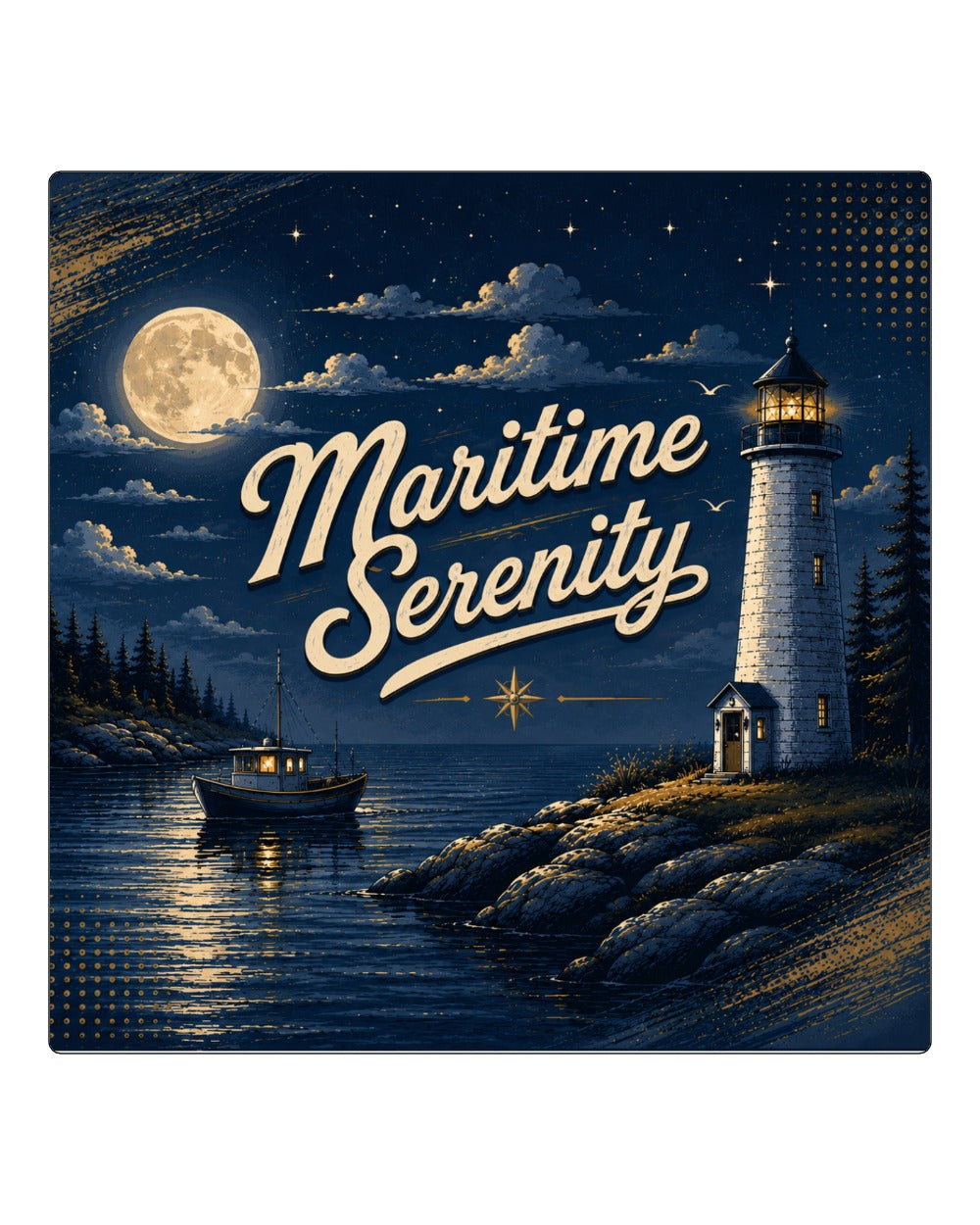 Maritime Serenity Night Square Coaster