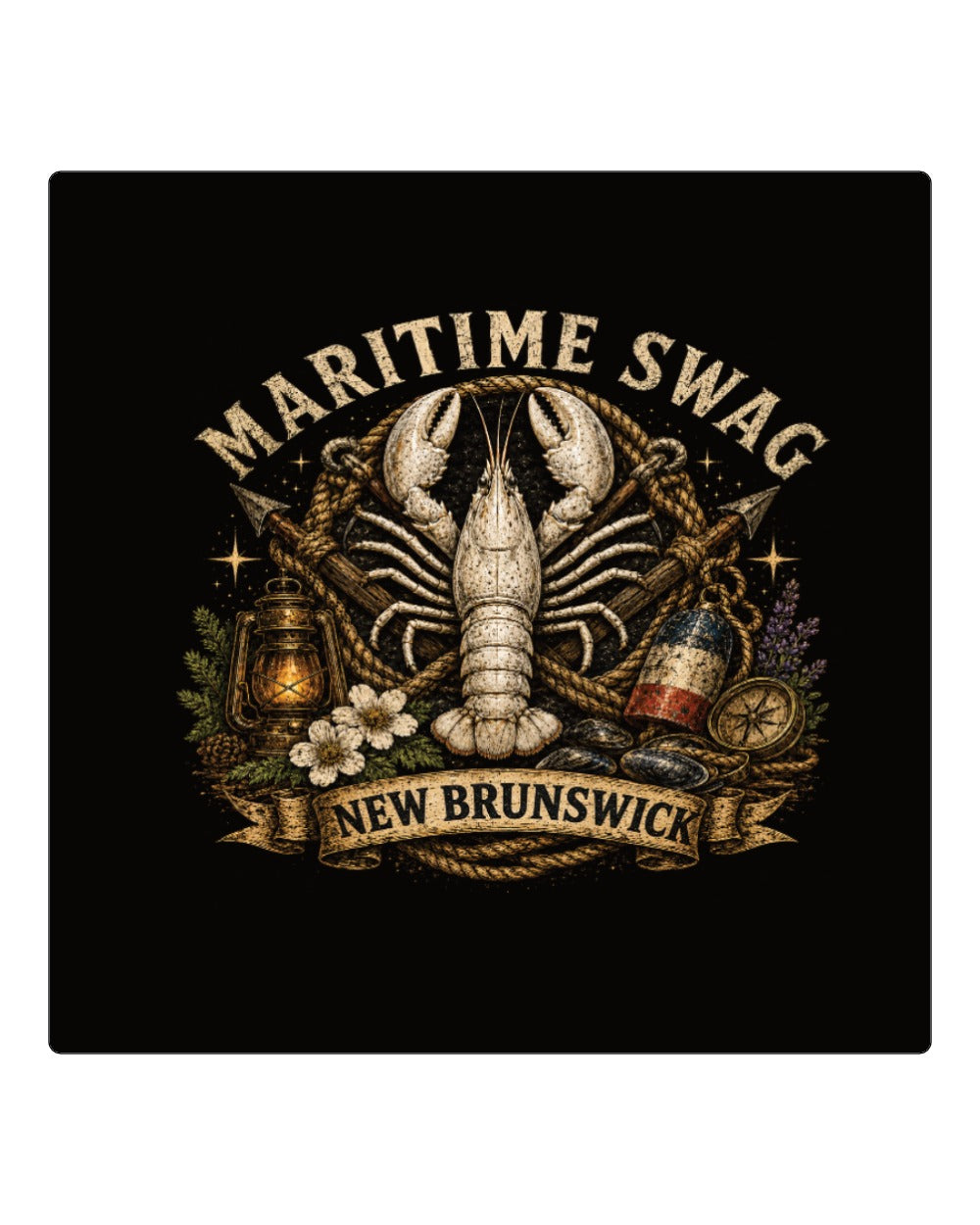 Maritime Swag Nb Lobster Square Coaster