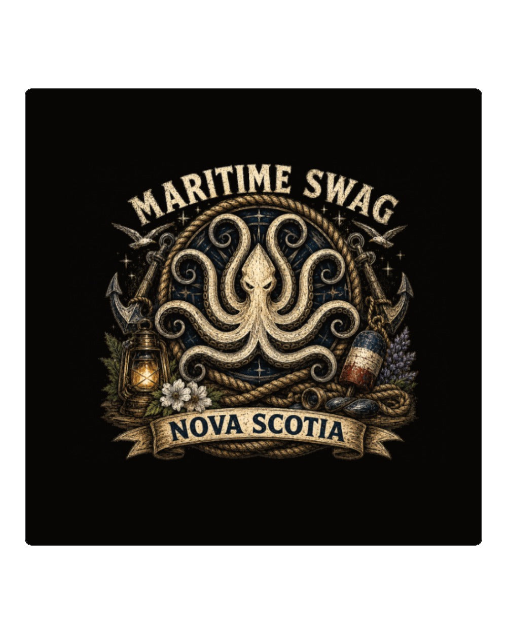 Maritime Swag Ns Octopus Square Coaster
