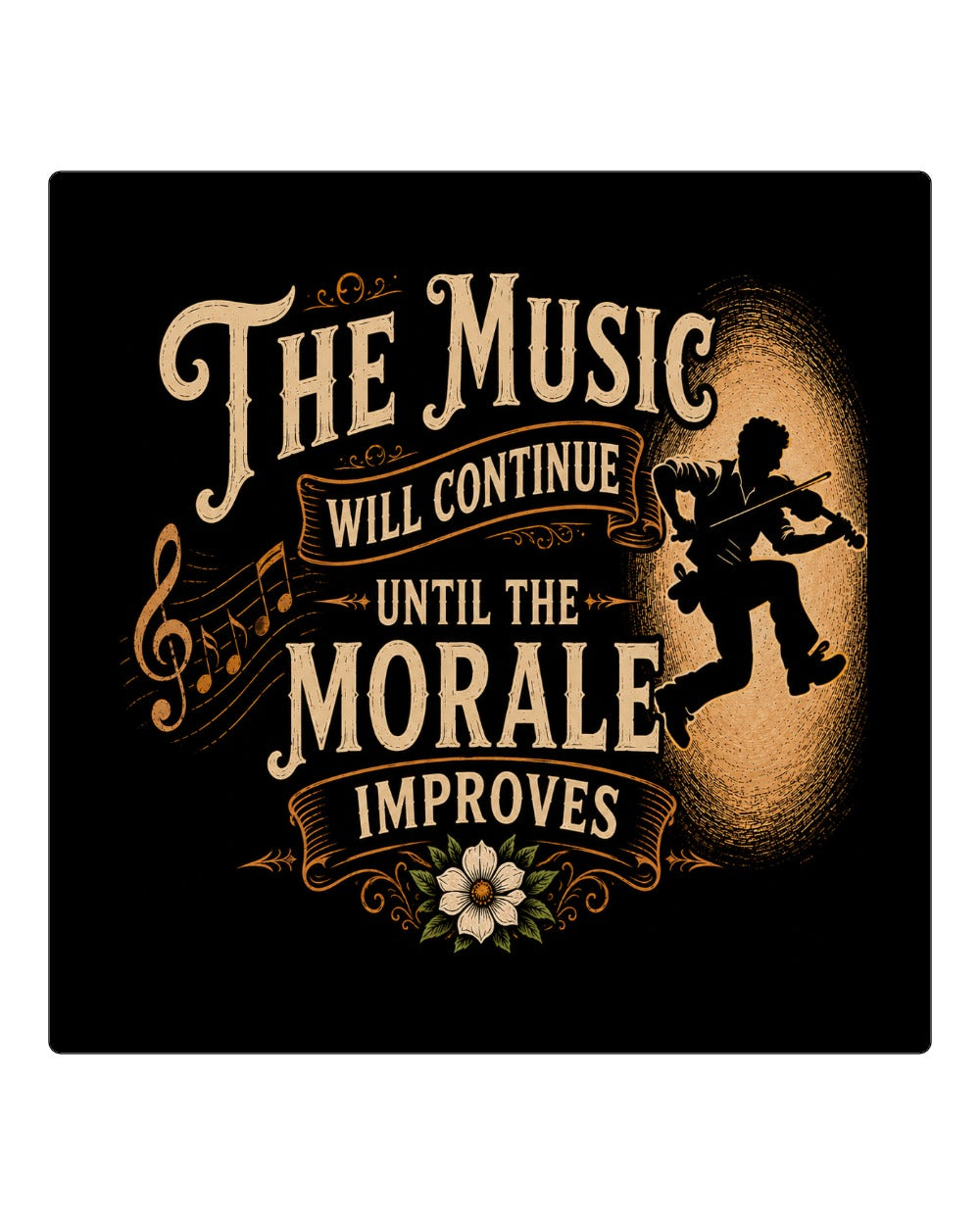 Music Will Continue Fiddle Square Coaster