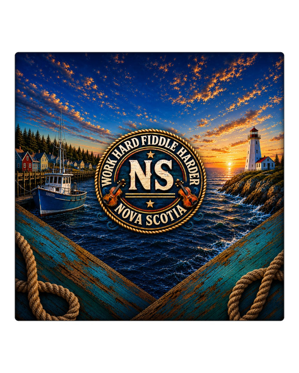 Work Hard Fiddle Harder Square Coaster
