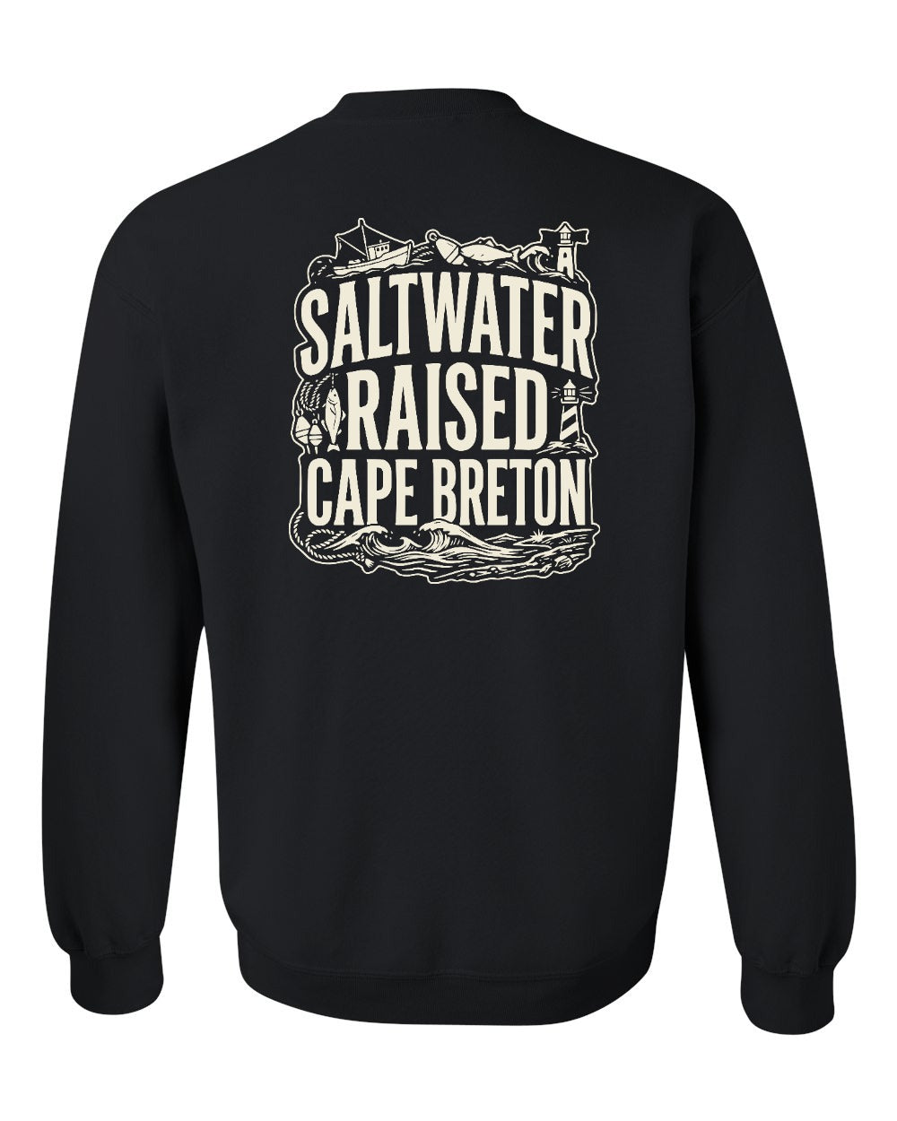CB Saltwater Raised Folk Left Chest and Back Crewneck Sweatshirt - Unisex