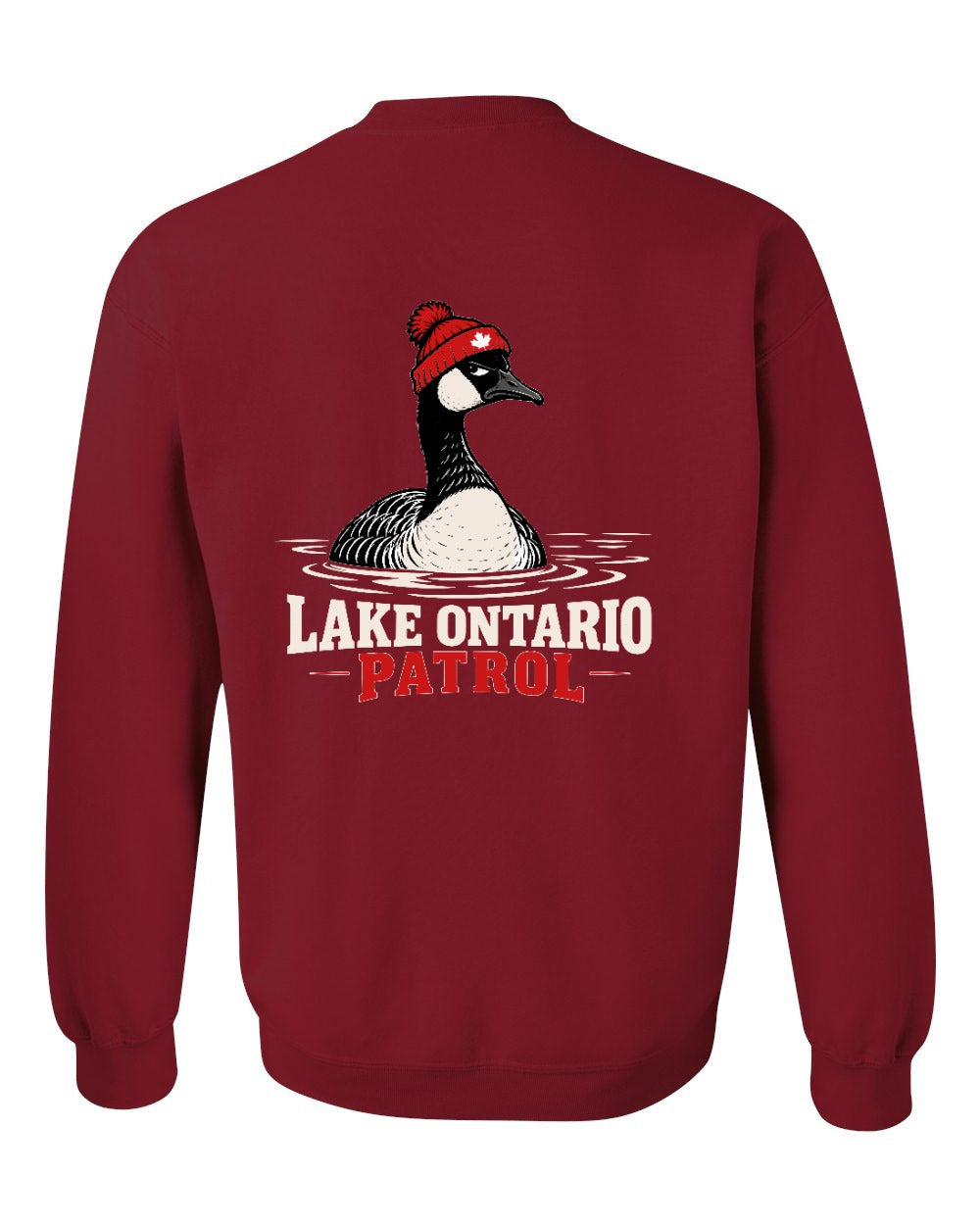 Lake Patrol Left Chest and Back Crewneck Sweatshirt in Cardinal Red - back