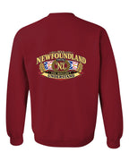 Newfoundland Thing Badge Left Chest and Back Crewneck Sweatshirt in Cardinal Red - back