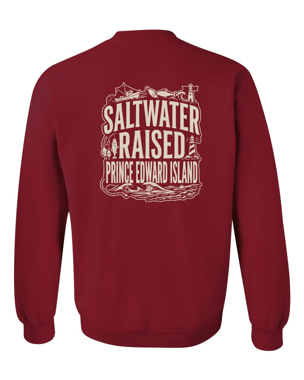 PEI Saltwater Raised Folk Left Chest and Back Crewneck Sweatshirt - Unisex
