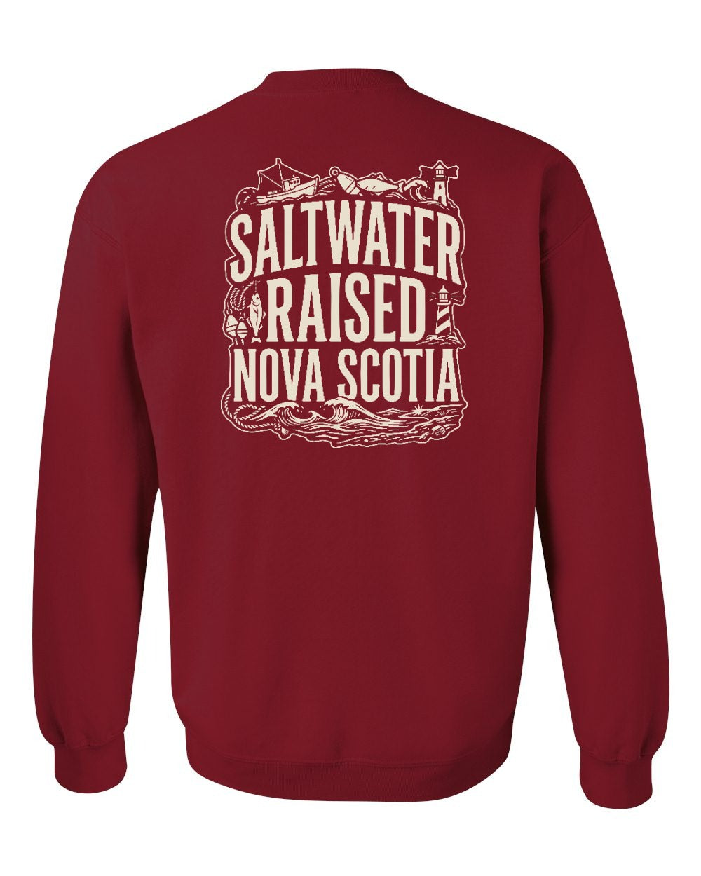Saltwater Raised NS Folk Left Chest and Back Crewneck Sweatshirt - Unisex