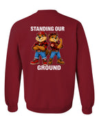 Standing Our Ground Left Chest and Back Crewneck Sweatshirt in Cardinal Red - back