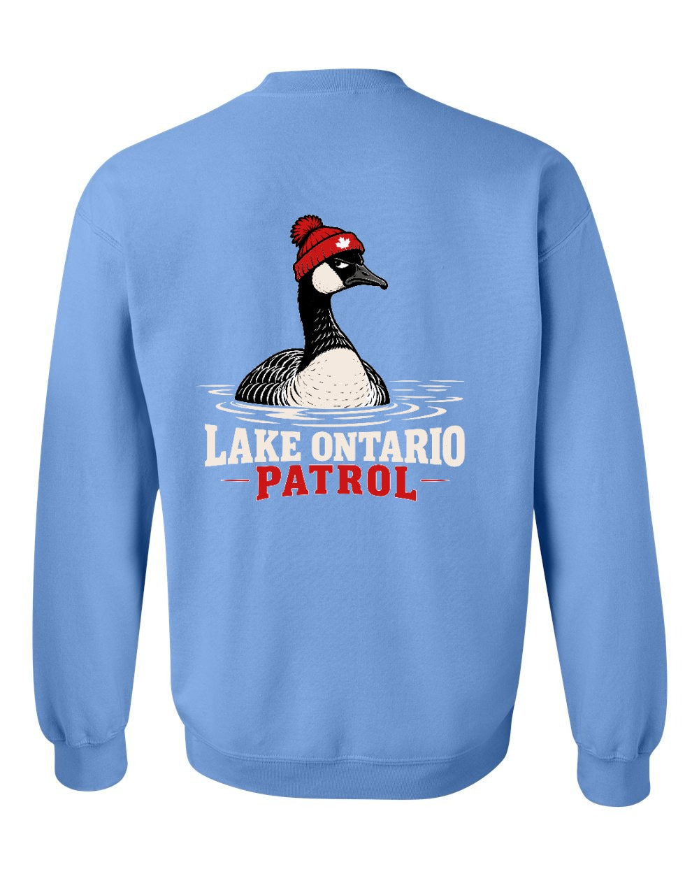 Lake Patrol Left Chest and Back Crewneck Sweatshirt in Carolina Blue - back
