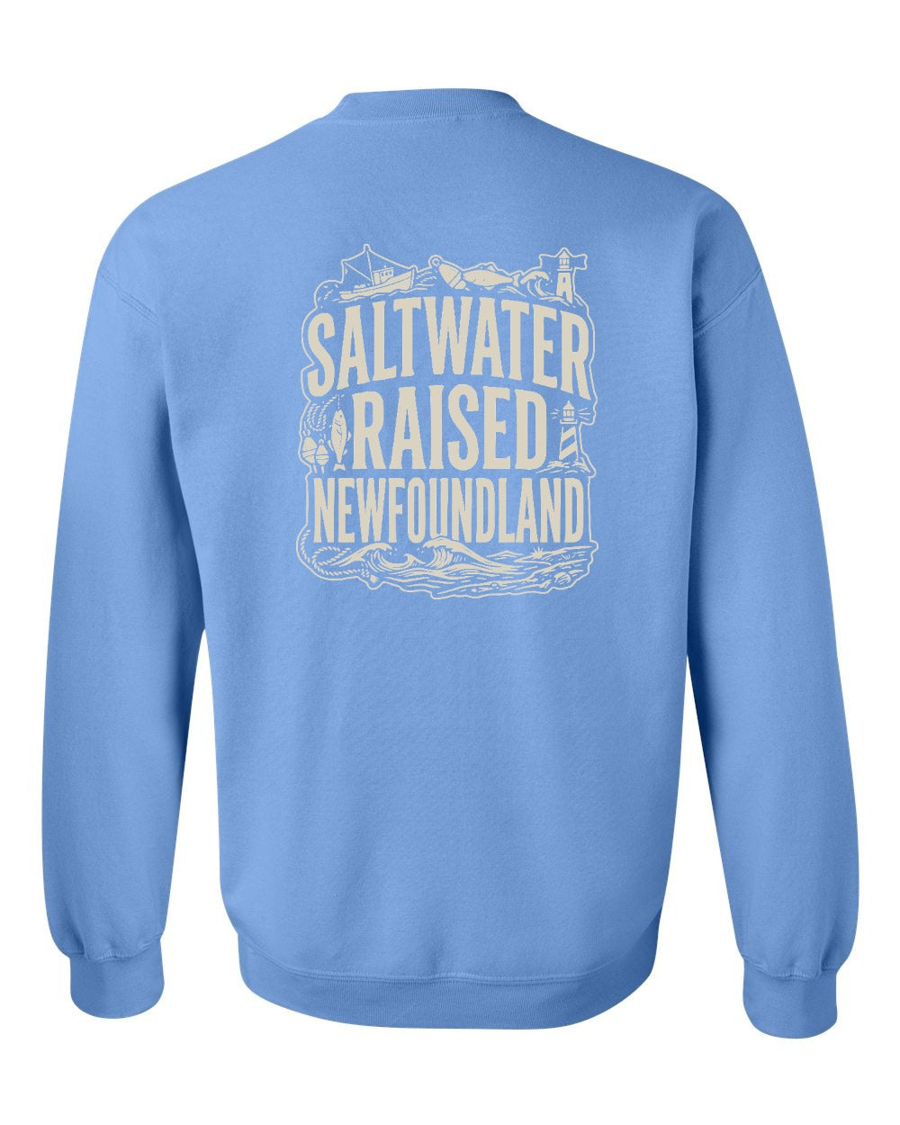 NFLD Saltwater Raised Folk Left Chest and Back Crewneck Sweatshirt - Unisex